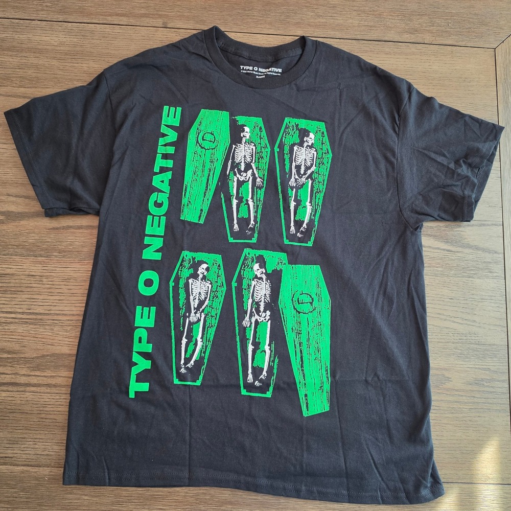 Type O Negative Band Tee Black Neon Green Skeletons Coffins XL 2020 Licensed